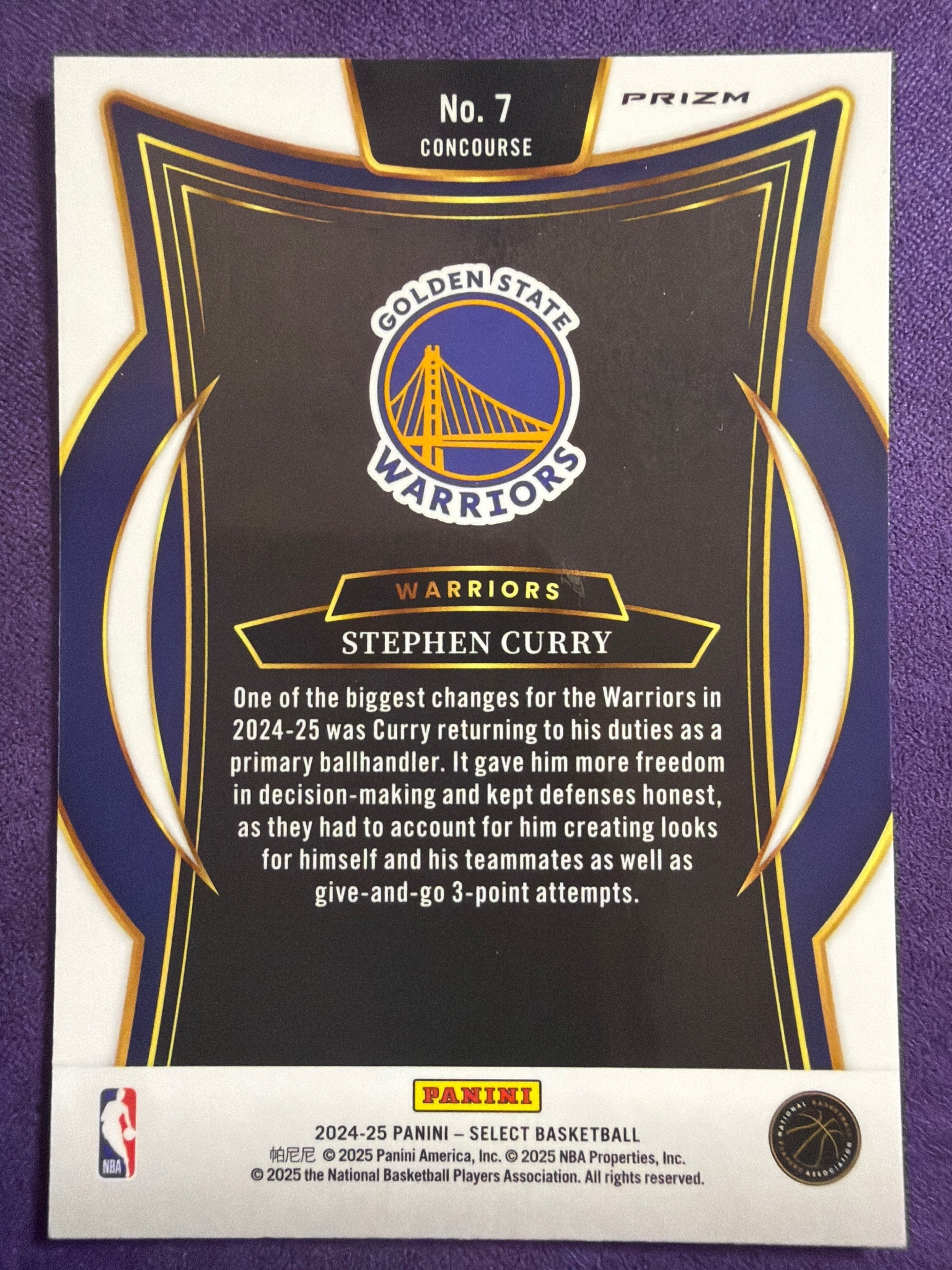 2024-25 Panini Select Stephen Curry Orange Flash Prizm #7 Concourse Warriors