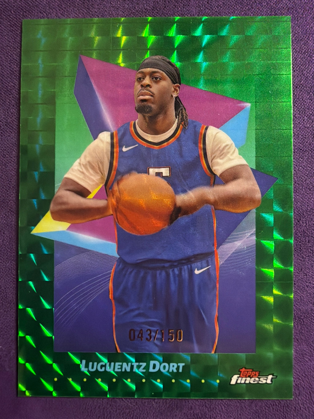 24-25 Topps Finest Luguentz Dort Green Geometric Refractor #66 /150 OKC