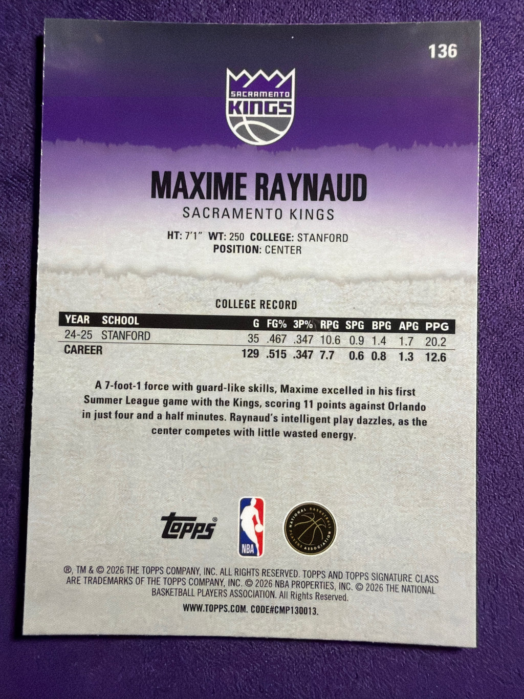 25-26 Topps Signature Class Maxime Raynaud Chrome Pandora Yellow Refractor #136