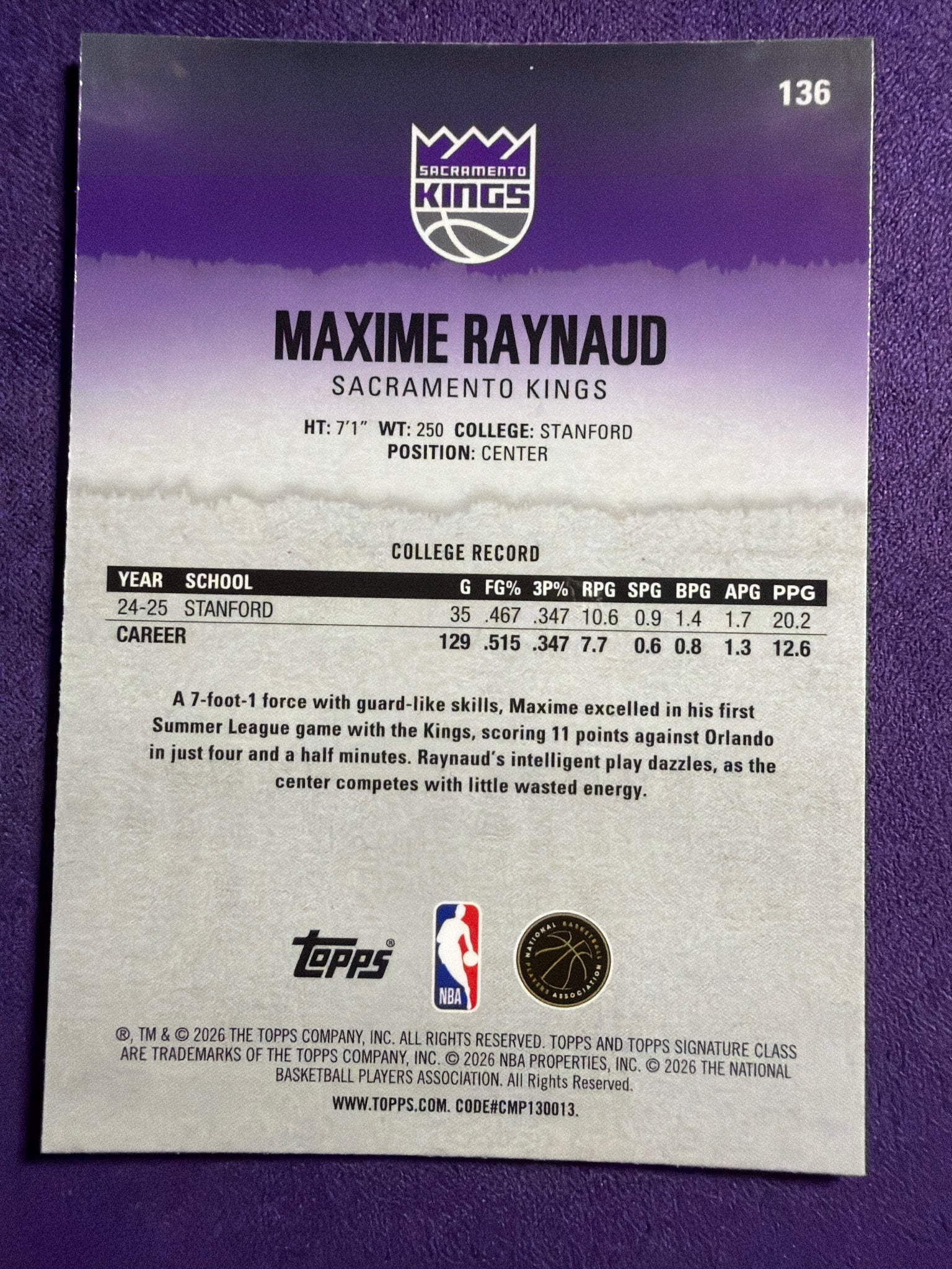 25-26 Topps Signature Class Maxime Raynaud Chrome Pandora Yellow Refractor #136