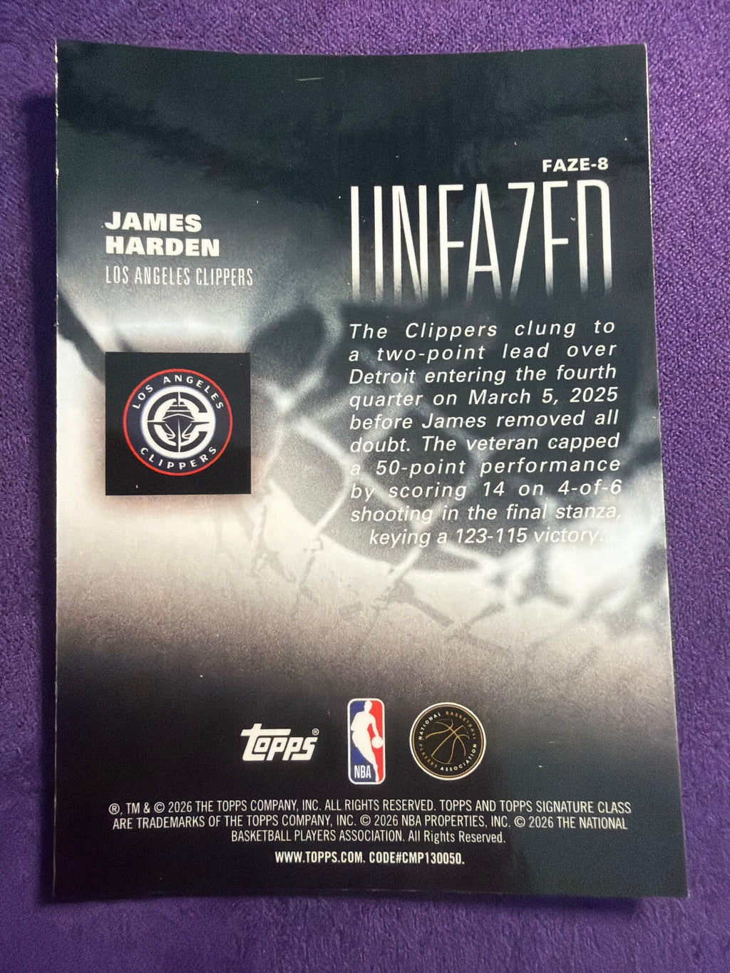 2025-26 Topps Signature Class James Harden Unfazed Insert #FAZE-8