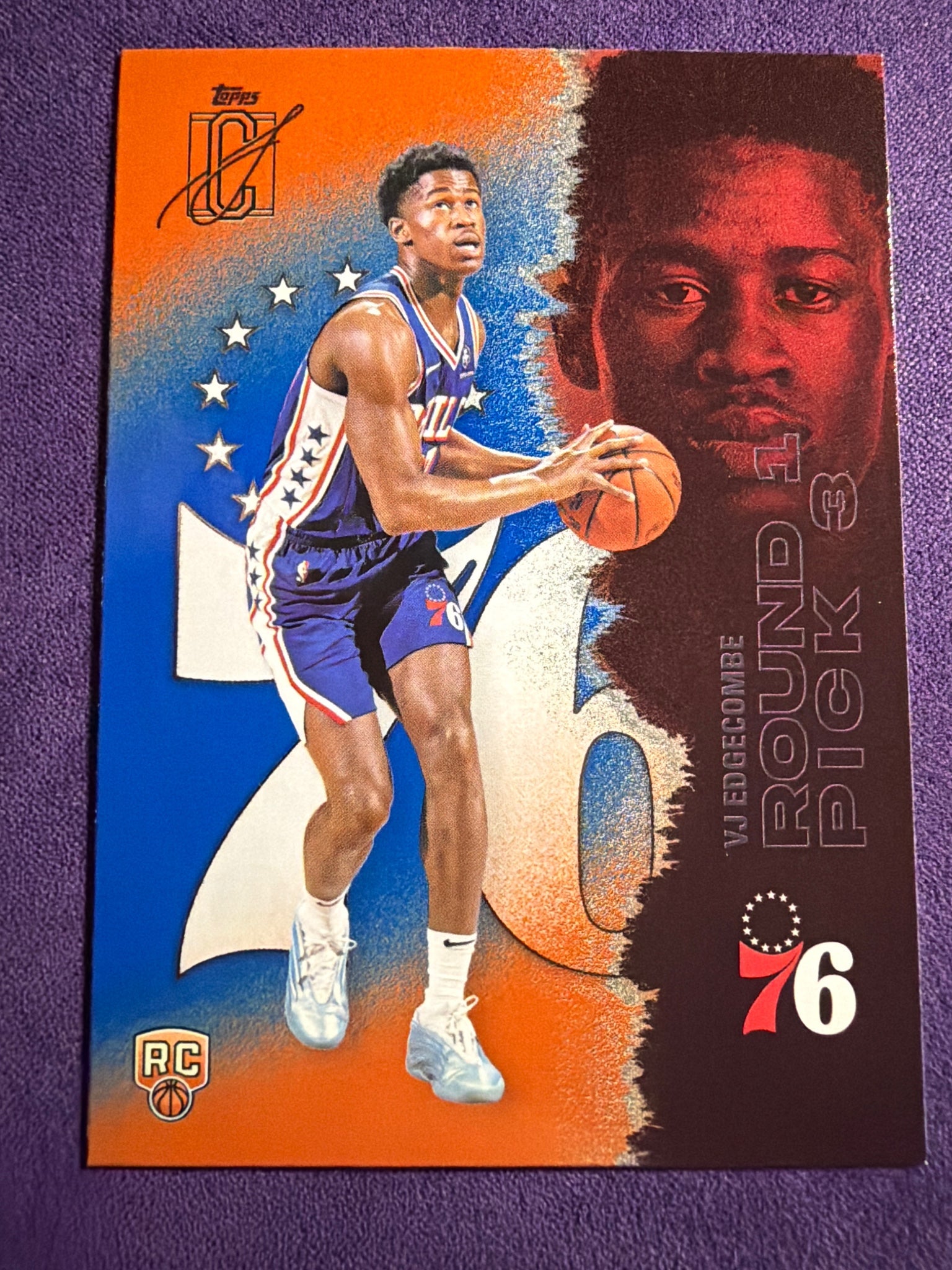 2025-26 Topps Signature Class VJ Edgecombe RC Blue & Orange Parallel #147