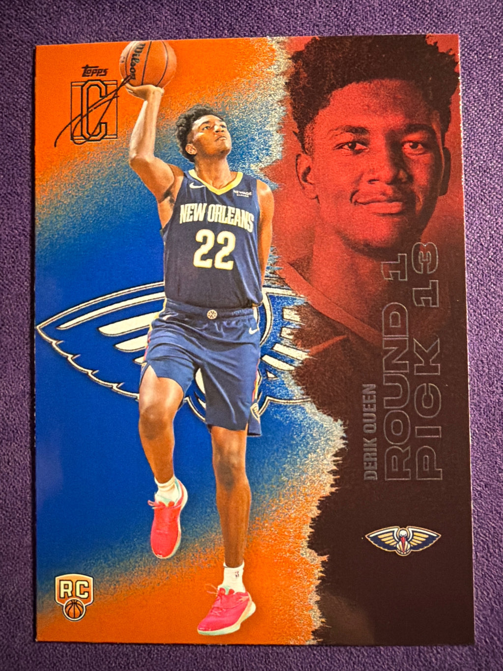 2025-26 Topps Signature Class Derik Queen RC Blue & Orange Parallel #110