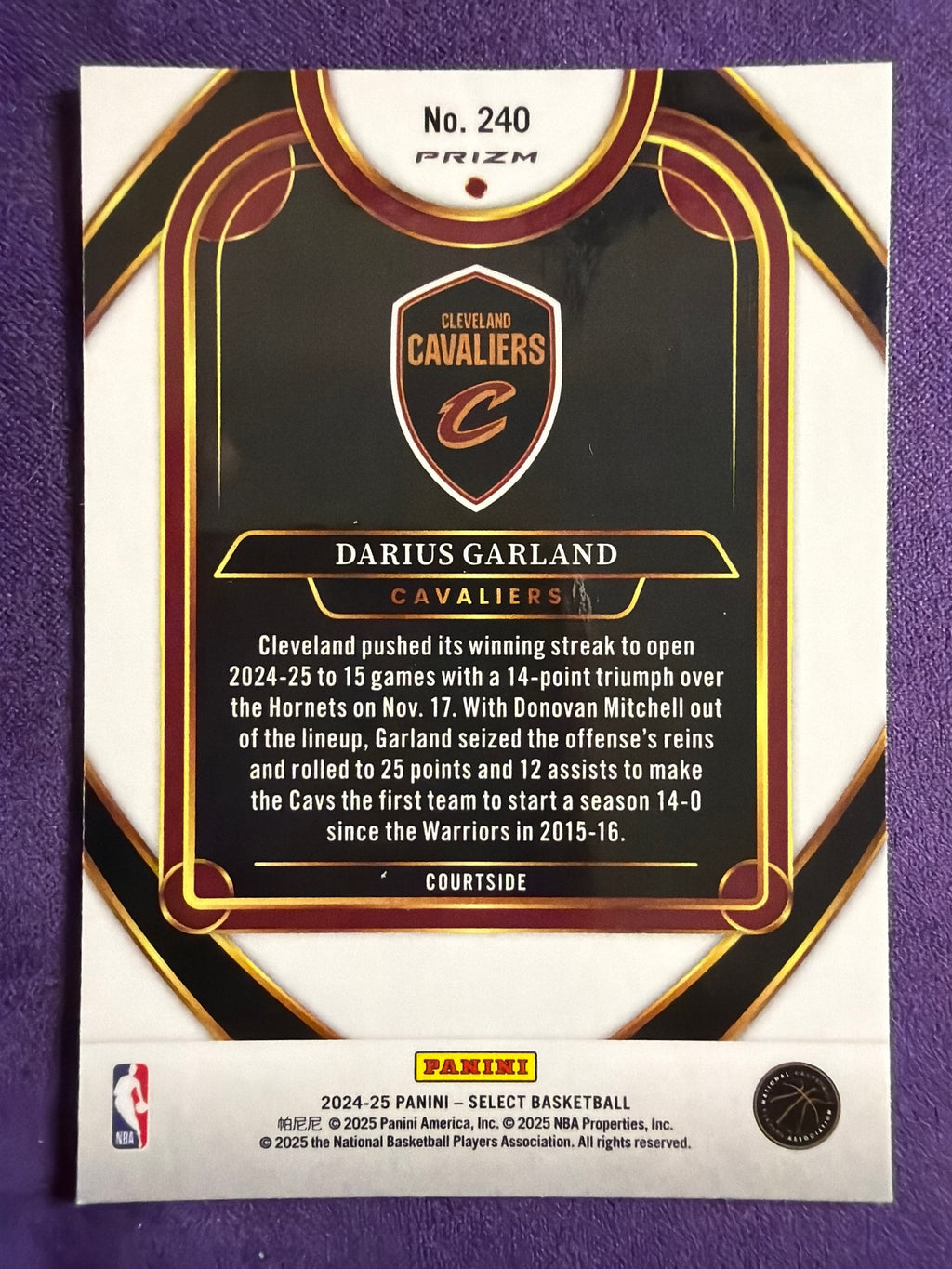 2024-25 Panini Select Darius Garland Blue Prizm #240